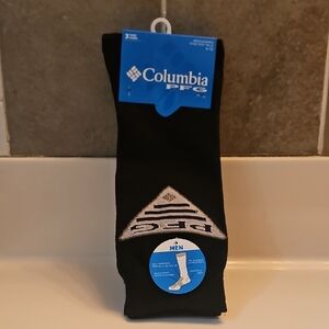 3 Pairs Columbia PFG Mens Black Socks Performance Comfort Fits Shoe Size 6-12